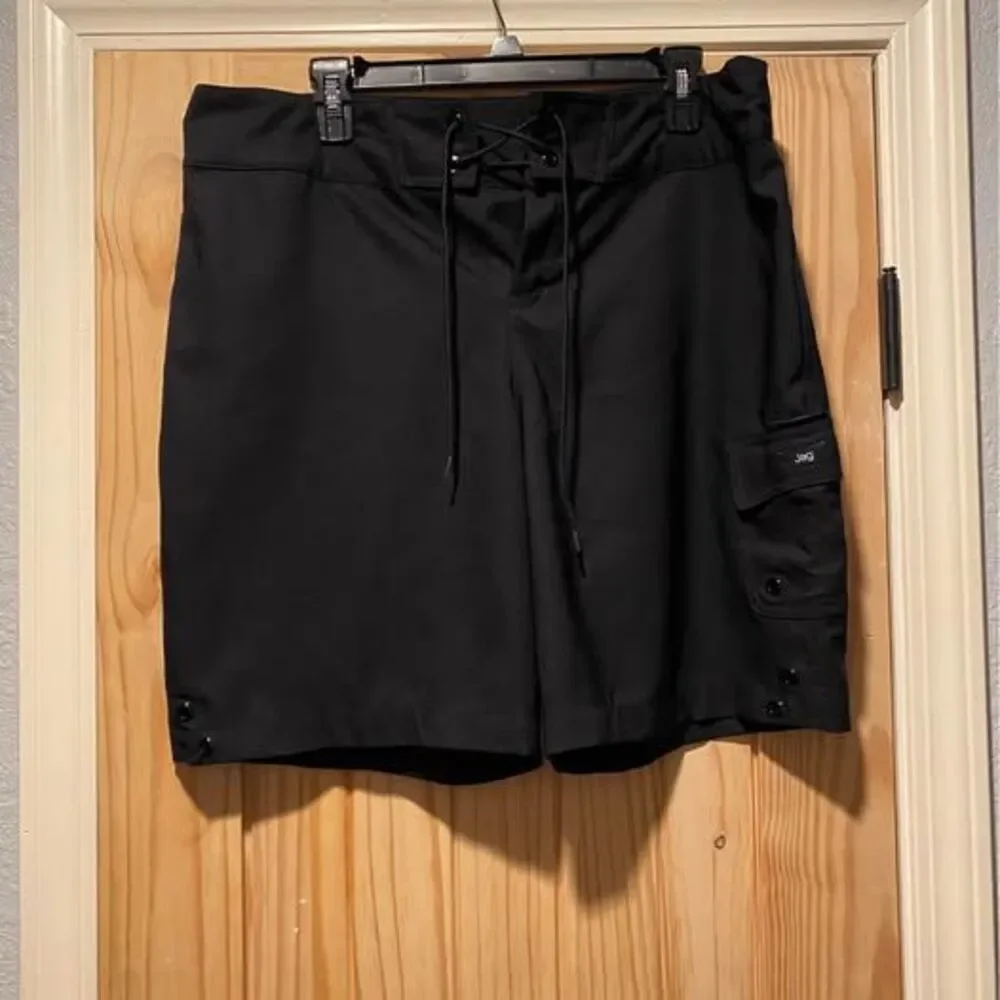 Jag Board Shorts Mens Size‎ XL Black Excellent Lace Up Cargo Pocket Swim Trunks